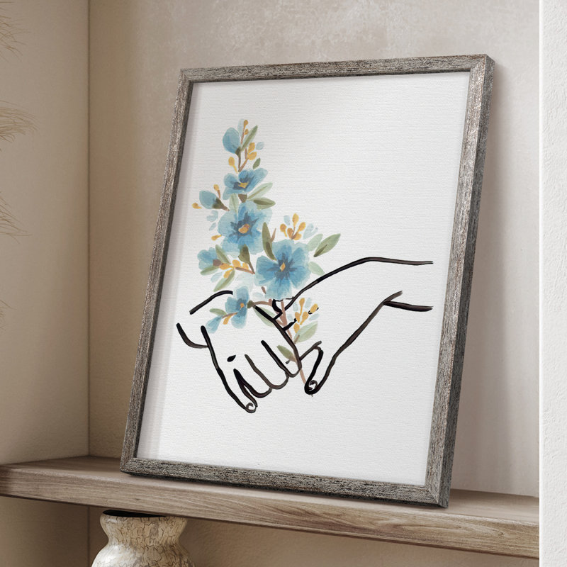 «HandsAndFlowersI», reproduction encadrée - bois massif, H 30 po x l 24 po