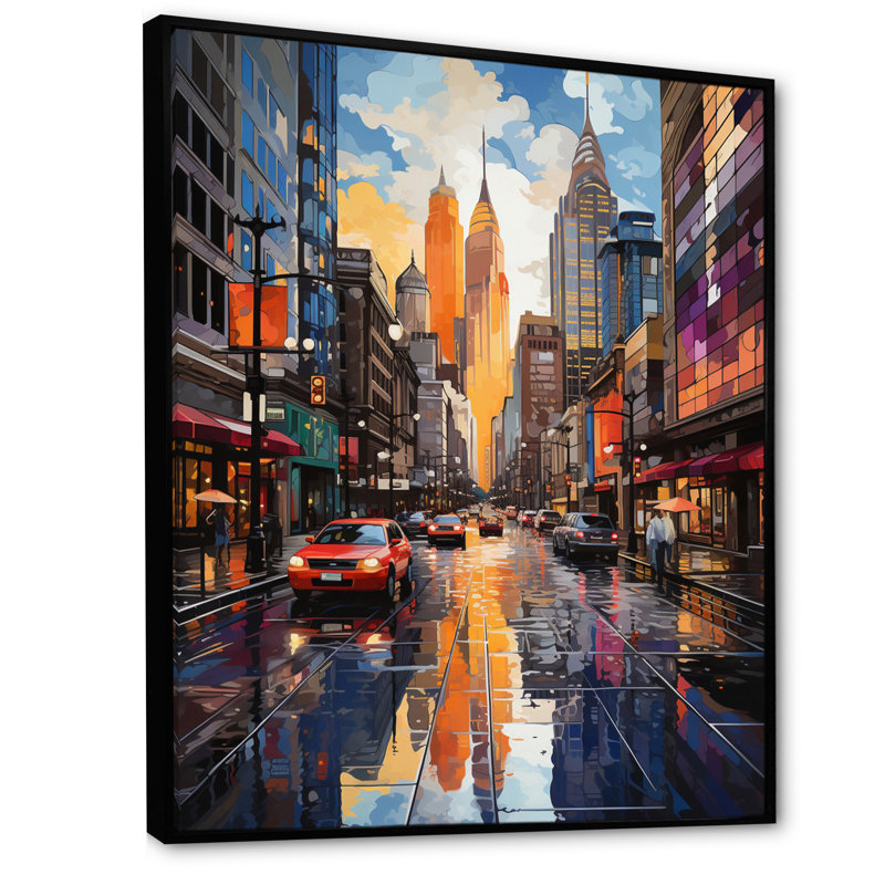 City Charlotte Collage III, H 40 po x l 30 po x P 1,5 po, Cadre flottant noir