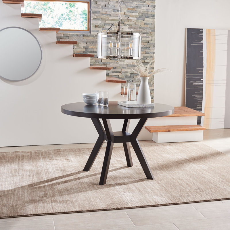 Luis Round Dark Brown Solid Wood Dining Table