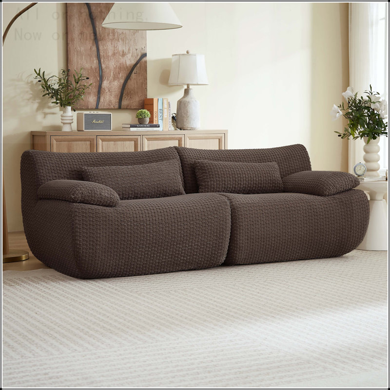 Canapé modulaire Cloud, aucun assemblage requis, 2 sièges, Velours côtelé brun