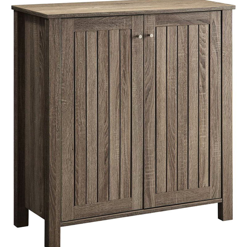 Armoire à chaussures rustique taupe foncé avec 4 tablettes, rendant l'espace de vie plus invitant avec 2 tablettes de rangement dans le style pour l'espace