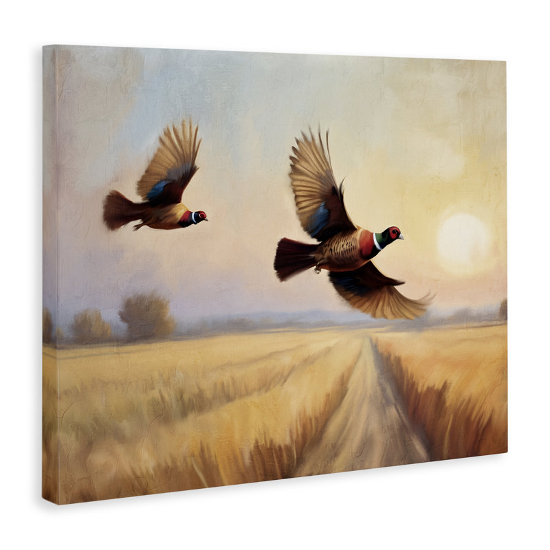«Fall Flight Pheasants», art mural sur toile par Kim Allen, H 16 po x l 20 po