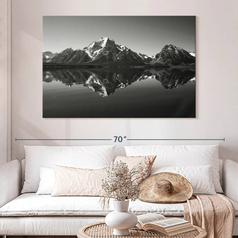 Alvord Grand Teton Mountains BW, H 34 po x l 51 po