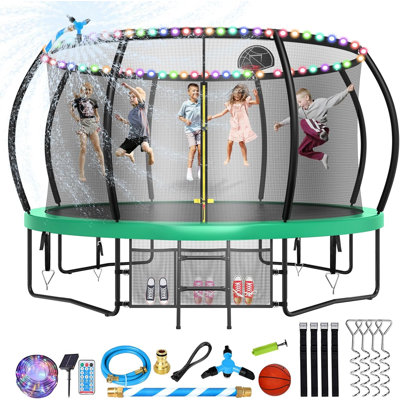Sapphome Round Backyard Trampoline with Safety Enclosure