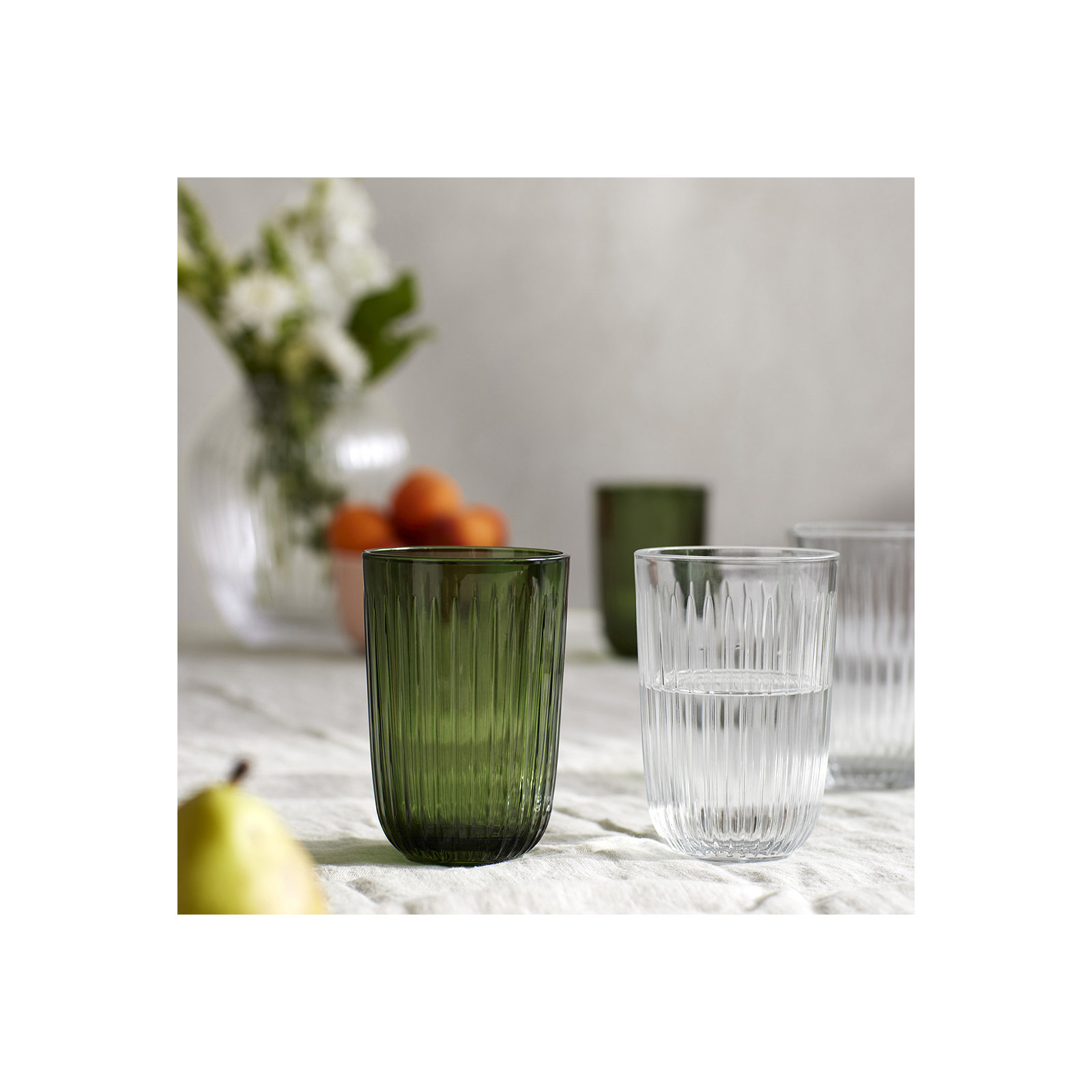 Hammershoi Tumbler, Clear, 11.2 Oz, 4 Pcs, Green