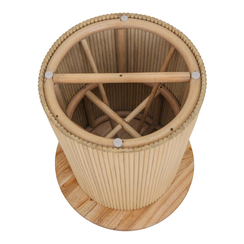 Dashad Rattan Side/End Table W/ Wood Top