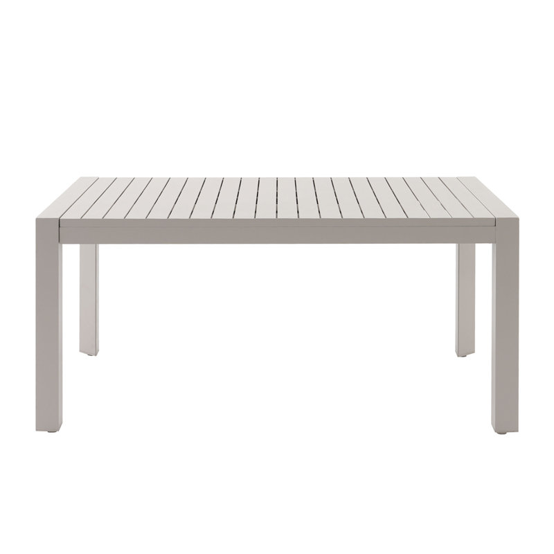 Rectangular Outdoor Aluminum Extendable Dining Table, Beige