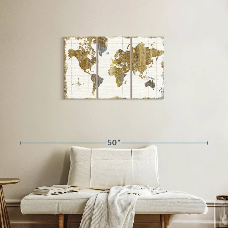 Aliaz Gilded Map Linen, 20" H x 33" W