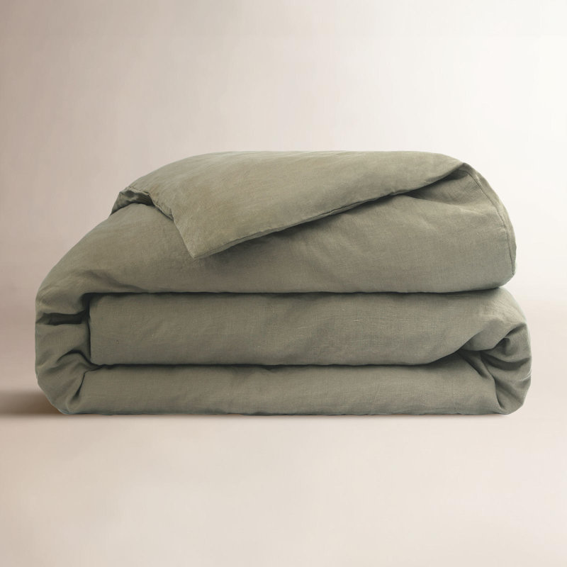 100% French Linen Duvet Cover, Moss, Queen Duvet Cover