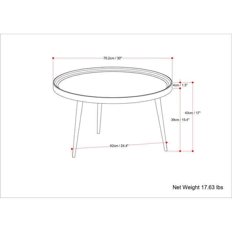 Cognac Round Tray-Top Coffee Table with Metal Legs