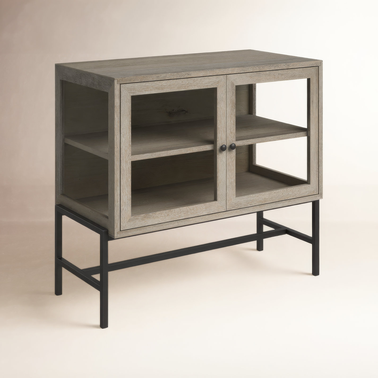Warner Solid Wood Storage Cabinet, Gray