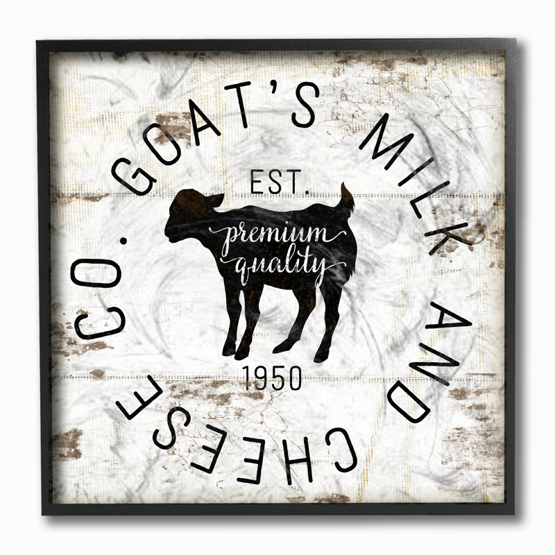«Goat Milk and Cheese Co Vintage Sign», art mural, H 12 po x l 12 po x P 1,5 po, Giclée encadrée noir minuit