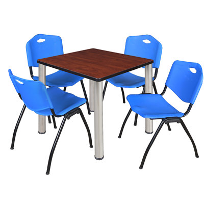 Kee Square Breakroom Table Top, 4 M Stack Chairs