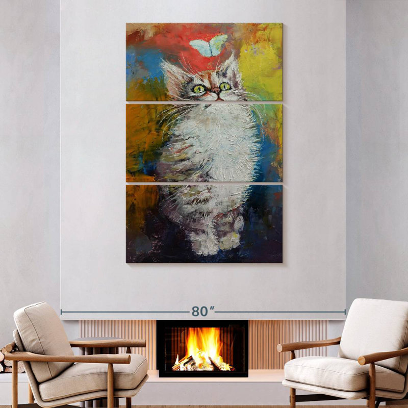 Brampt Kitten And Butterfly, 74" H x 48" W