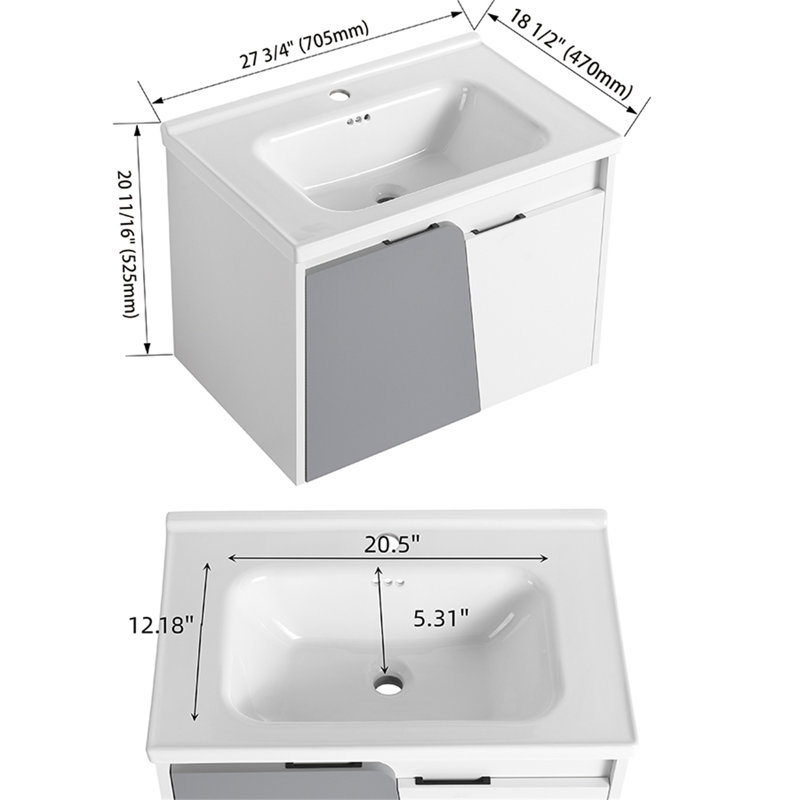 Meuble-lavabo mural avec lavabo pour petite salle de bain