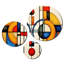 Ensemble de salon jaune et bleu «Exploration Dimensions - Abstract Shapes»