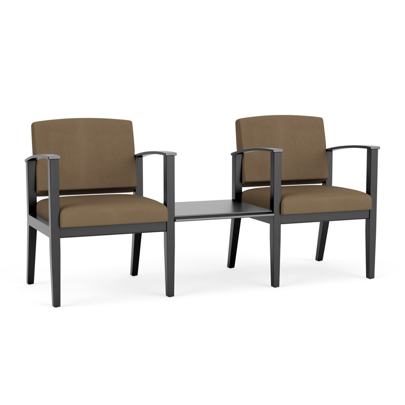 Structure en bois tandem 2 places avec table centrale Amherst, Noir, Patriot Plus taupe
