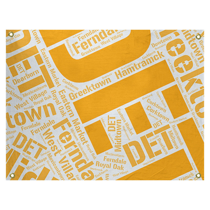 Polyester Tapestry, 59" H x 80" W, Orange, Detroit