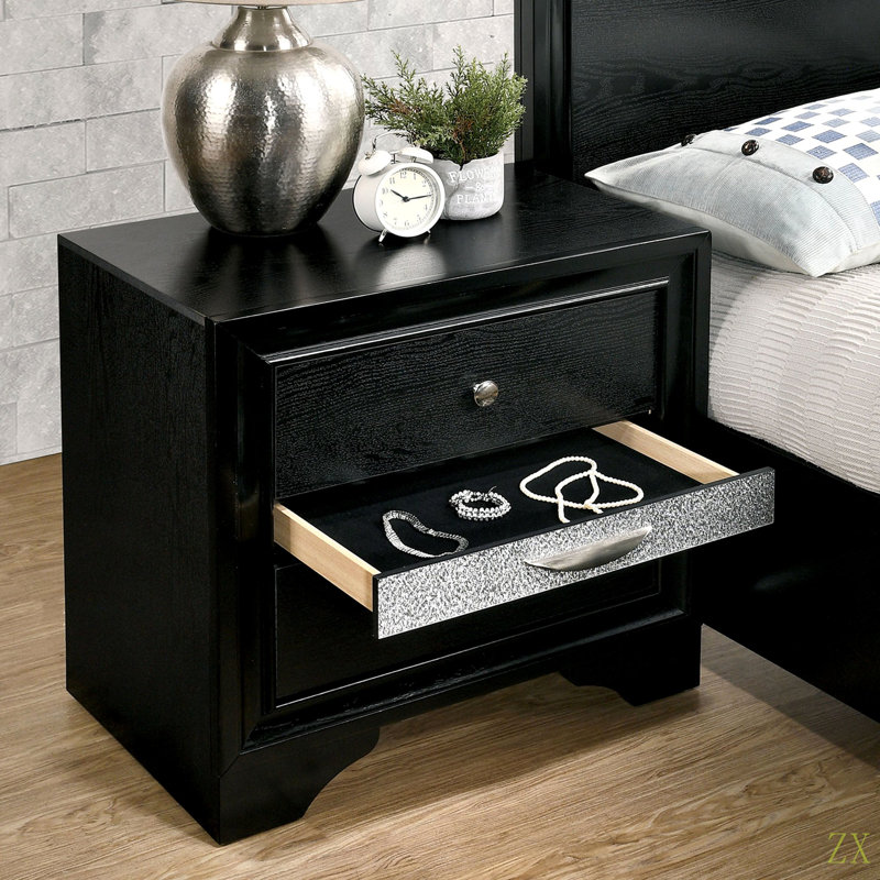 Table de chevet contemporaine 1Pc, Noir