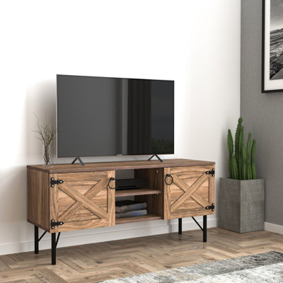 Meuble télé 2 armoires, style loft, en bois, style vintage, largeur 40 cm, en noyer, design vintage, 203-226 cm