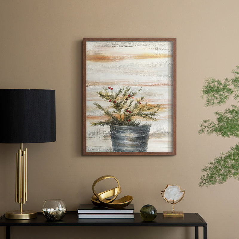 «Christmas Holiday Art DCCXLII», reproduction d'art encadrée - bois massif, Noyer, H 21 po x l 17 po