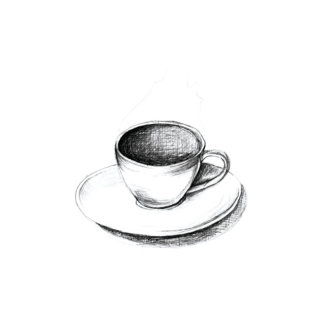 Coffee Plain Drawing - Wrapped Canvas Painting