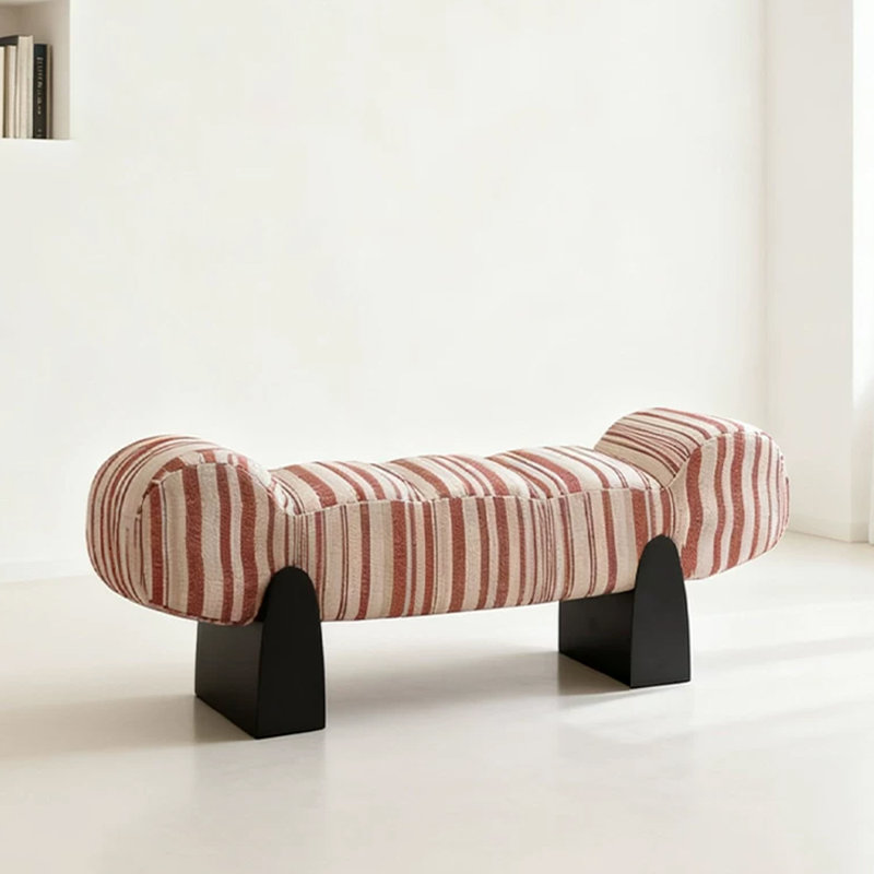 Banc rembourré rouge en bois massif, Rouge