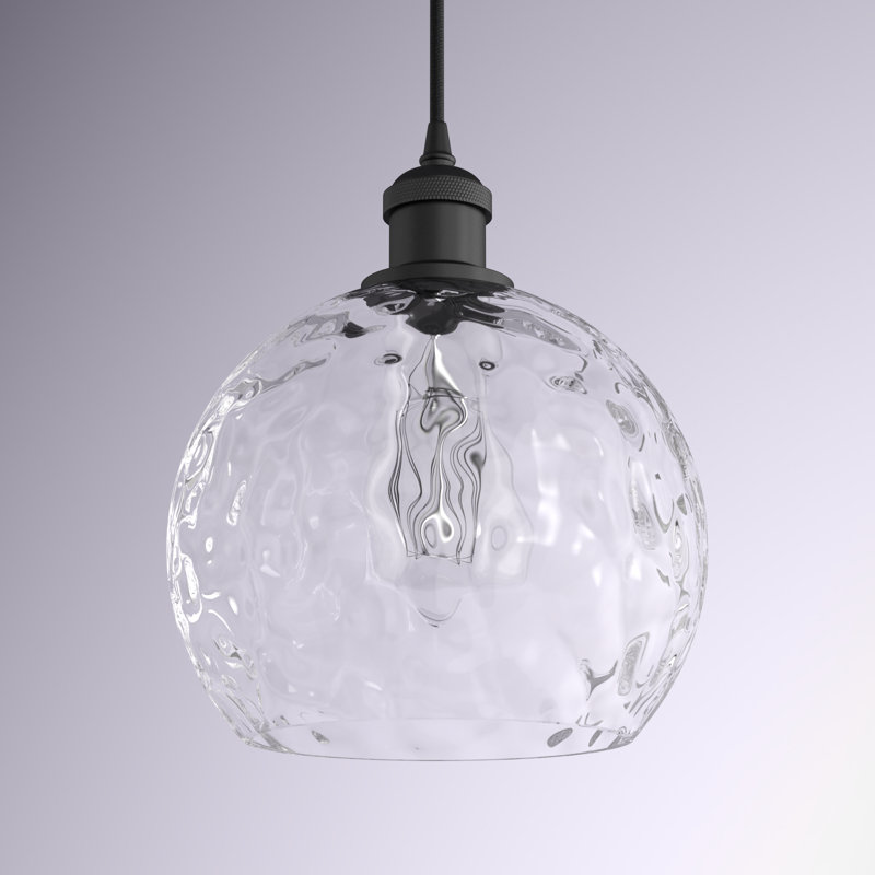 Luminaire suspendu sphère 1 lumière Roxane, Ampoule non incluse, H 10 po x l 8 po x P 8 po, Noir mat
