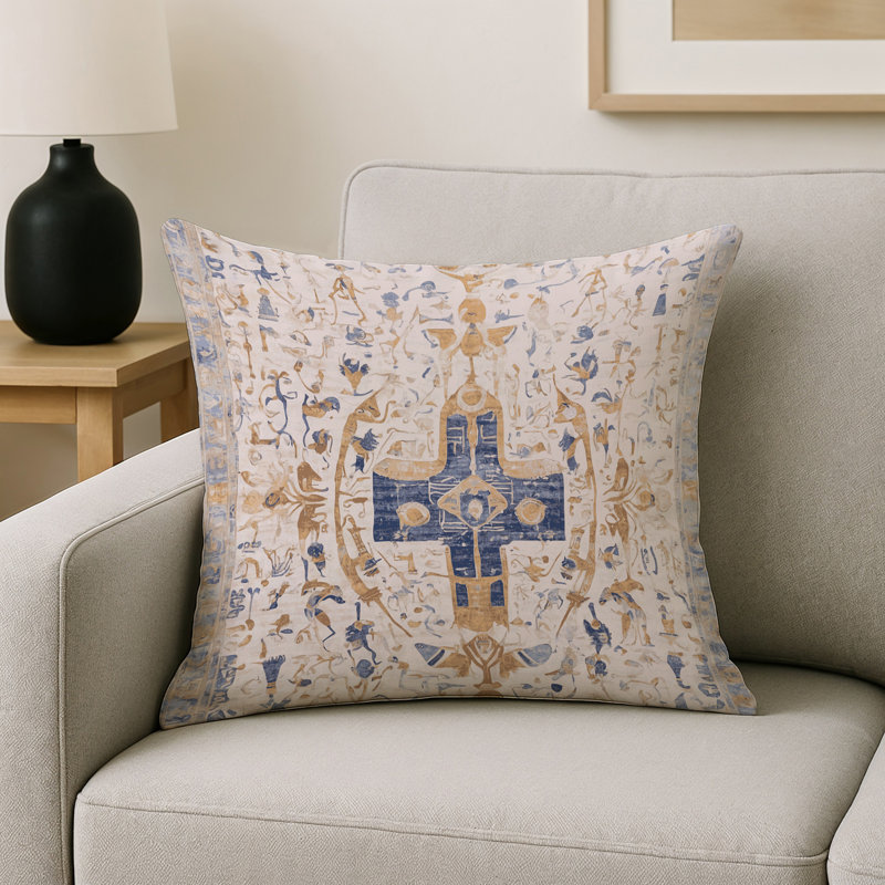 Coussin décoratif intérieur / extérieur bleu Modern Modern, Carré 16 po, Gris abstrait 102