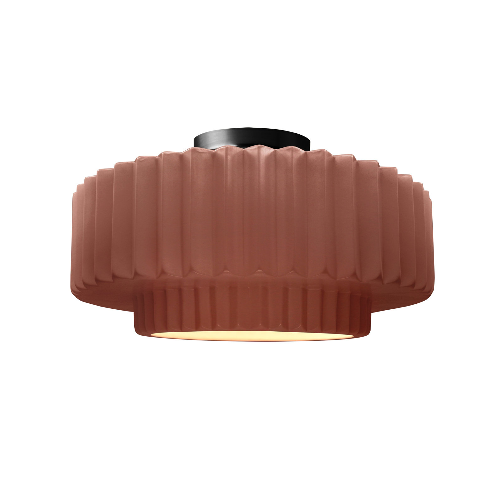 Single Light Ceramic LED Semi Flush Mount, 7.25" H x 14.5" W x 14.5" D, Canyon Clay, Matte Black
