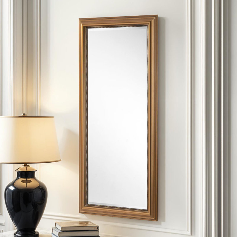 Magdalene Beaded Framed Wall Mounted Accent Mirror, Gold, 77.5cm H x 169cm W