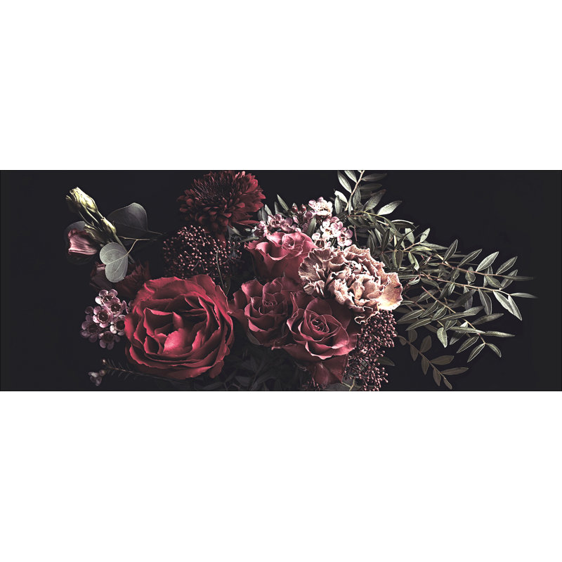 Baroque Flowers III - No Frame Panoramic Art Prints on Float Glass, 50cm H x 125cm W x 1.4cm D
