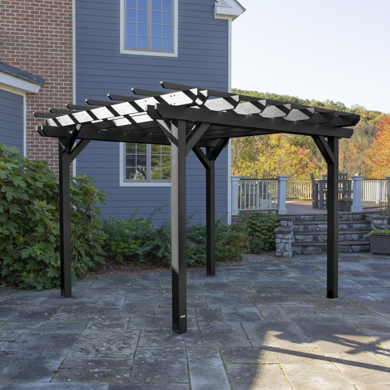 Bodhi Plastic Pergola, Black, 10 ft. W x 12 ft. D