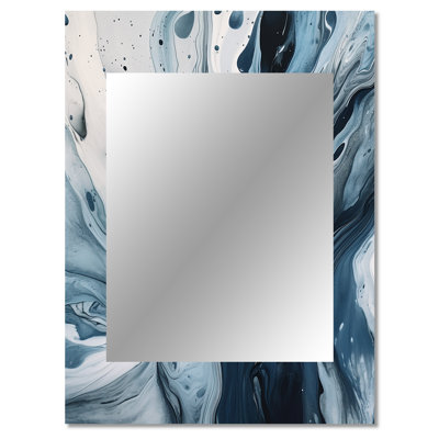 Blue and Grey Ethereal Elixir III - Abstract Mirror, Modern Unique Wall Mirror, Printed Metal Art