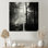 «Black and White Forest Silence», art mural sur toile surdimensionné «Forest»