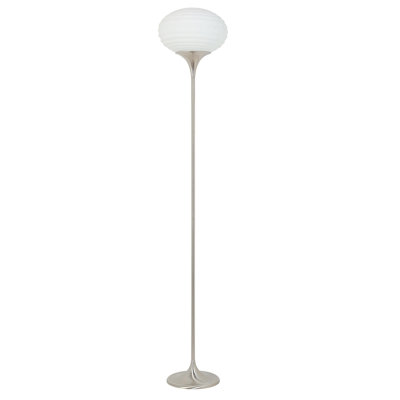 Leocadia 62.5'' Satin Silver Torchiere Floor Lamp with Outlet