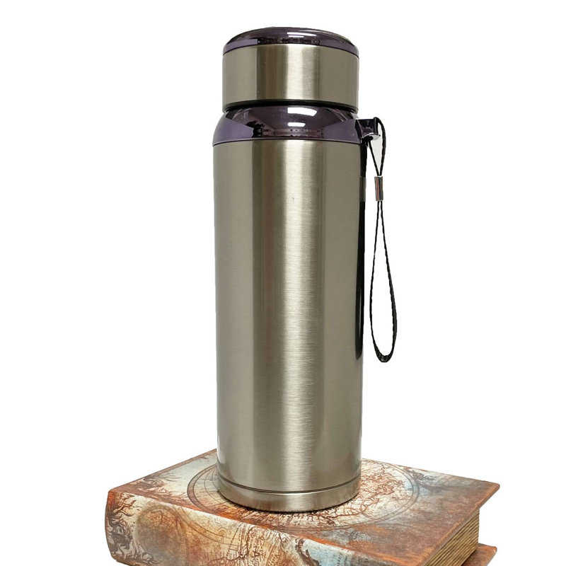 27 oz Bouteille d'eau en acier inoxydable à double paroi avec infuseur de thé, Argent