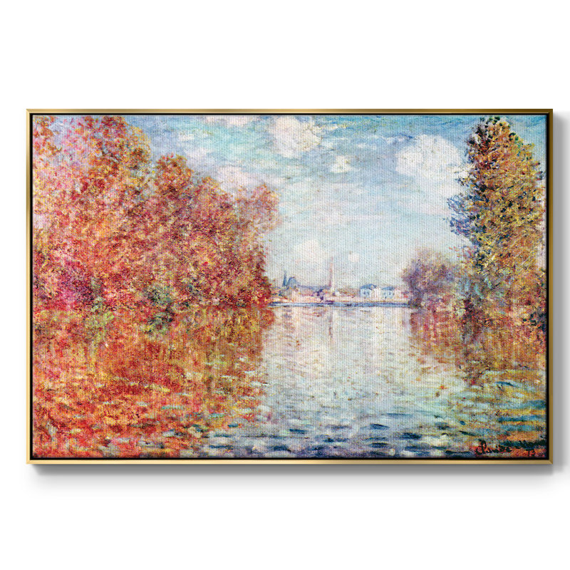«Autumn in Argenteuil» par Claude Monet, reproduction sur toile flottante, Toile avec cadre flottant or