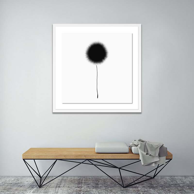 Black Dandelion Print by Aga Siguni Ciszewska, White, 40" H x 40" W x 2.5" D