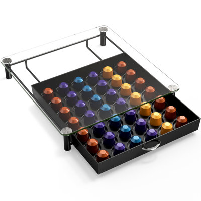 Tempered Glass Coffee Pod Drawer Compatible With Nespresso Original Line 42 Capsules