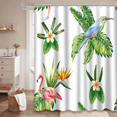 Rideau de douche imperméable à motif floral avec 12 crochets