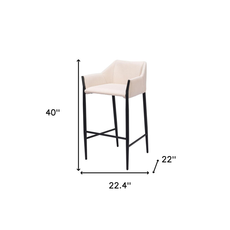 Chaise de bar 30 po beige et noire en tissu et acier