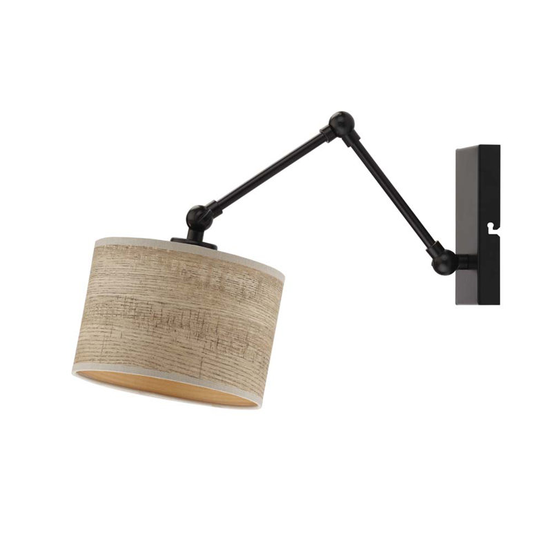 Gundi Swing Arm Sconce, Natural, Black