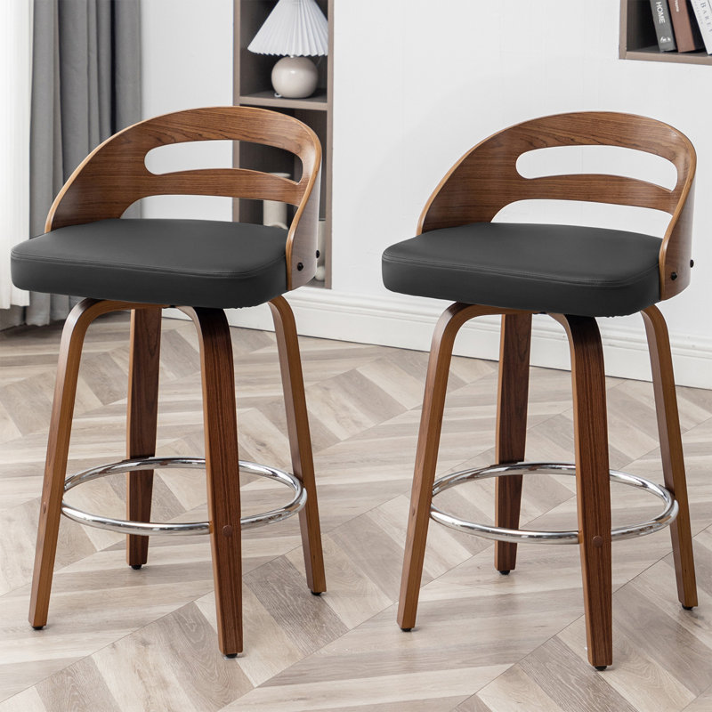 Mahtab Swivel Bar Stool, Black, Counter Stool (65cm Seat Height)