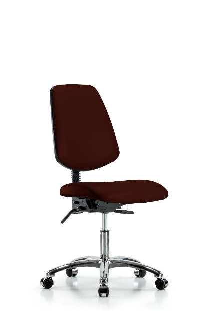 Chaise de travail en vinyle Rebecca, Bourgogne, Roulettes, Inclus