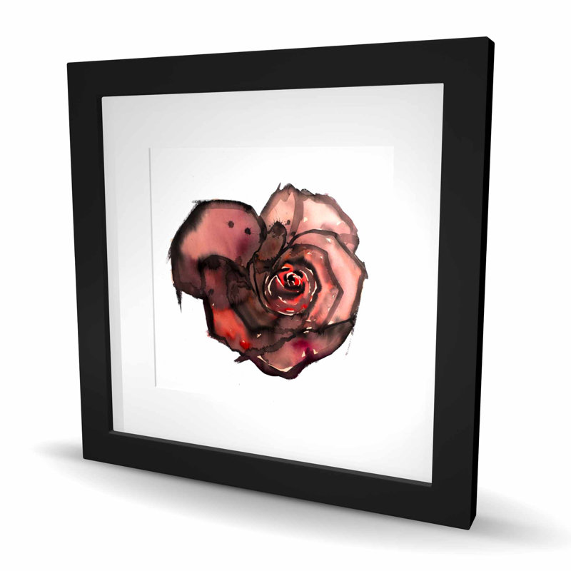 Rose foncé - imprimé floral mat pour décoration intérieure, Noir, H 16 po x l 16 po