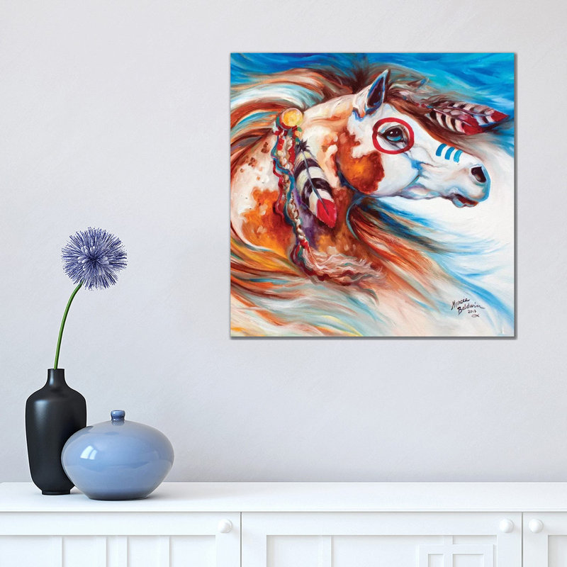 Wind Of Thunder Indian War Horse by Marcia Baldwin - Wrapped Canvas Painting, 45.72 cm H x 45.72 cm W x 3.175 cm D