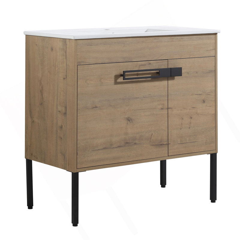 Meuble-lavabo polyvalent avec conversion optionnelle et porte à fermeture douce, idéal pour tout aménagement et style de salle de bain.