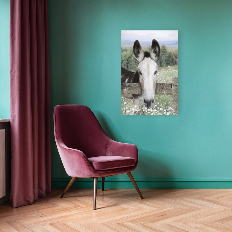 «Curious Donkey Abstract Contemporary Horse Landscape Nature», art mural, 36" H x 24" W
