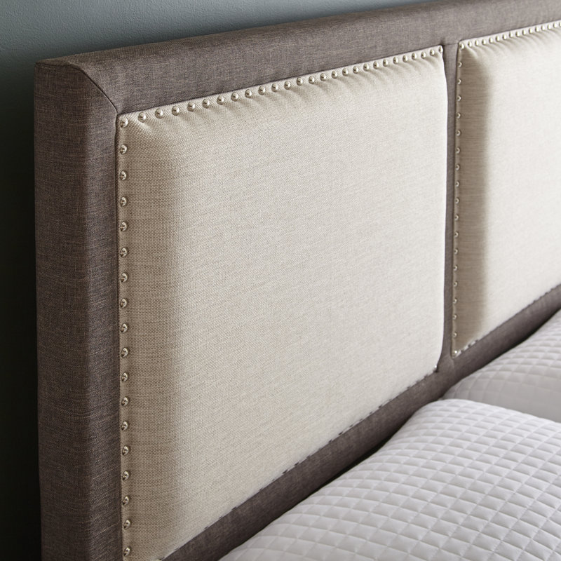 Upholstered Platform Bed, Tan